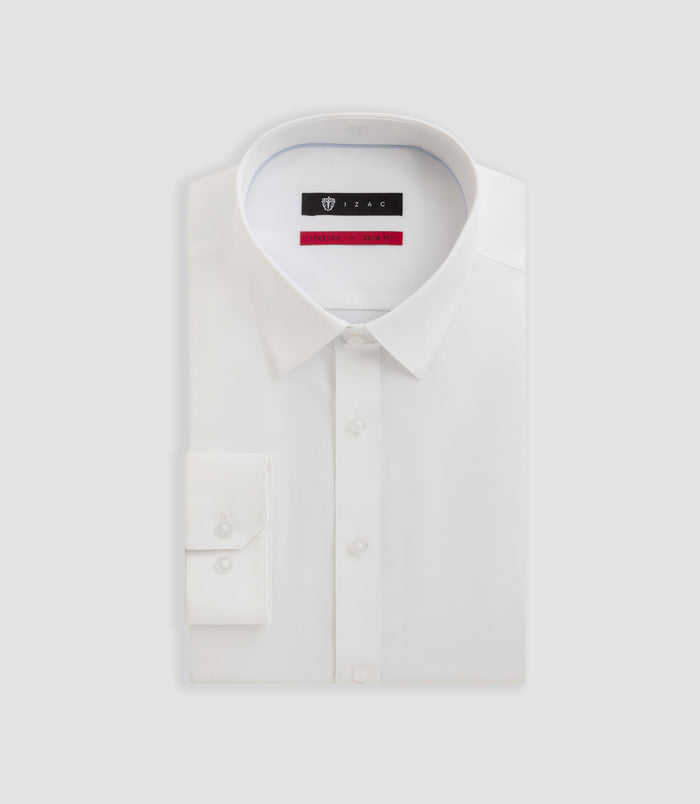 izac Chemise en popeline stretch blanche "Malteout"