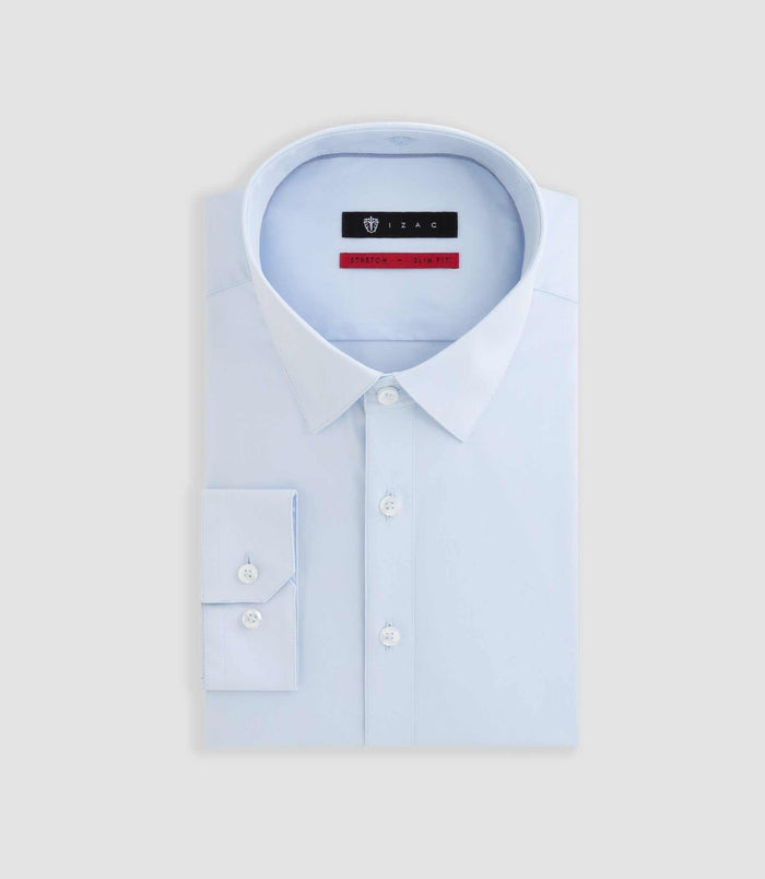izac Chemise en popeline stretch ciel "Malte"
