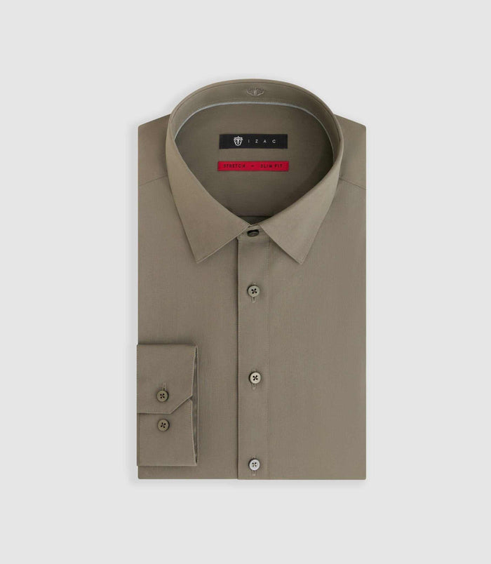 Izac Chemise En Popeline Stretch Kaki Clair MALTE