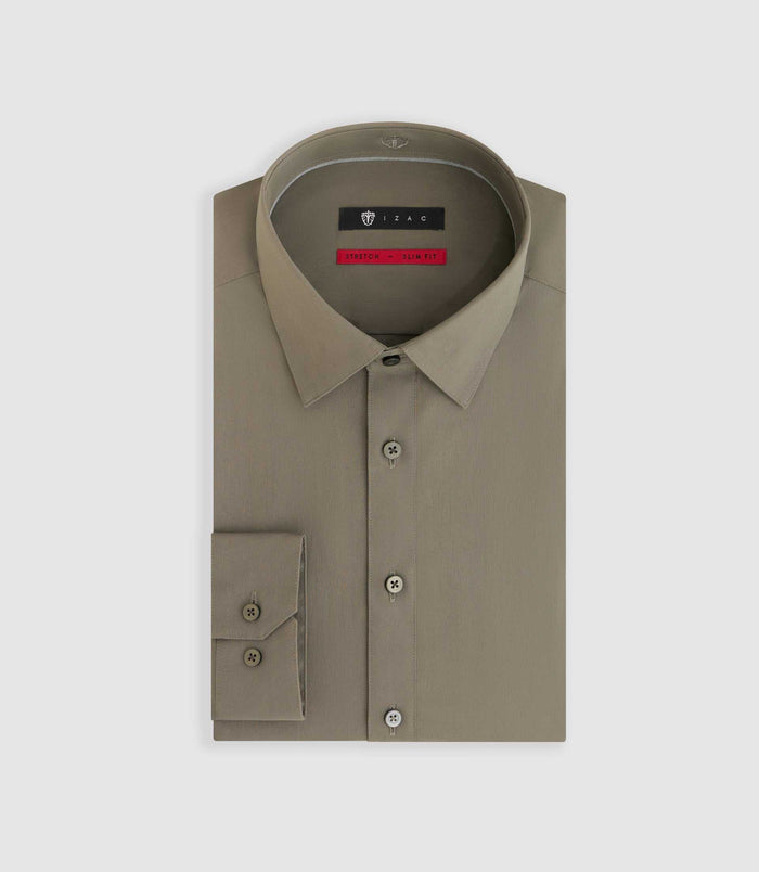 Izac Chemise En Popeline Stretch Kaki Clair MALTE2
