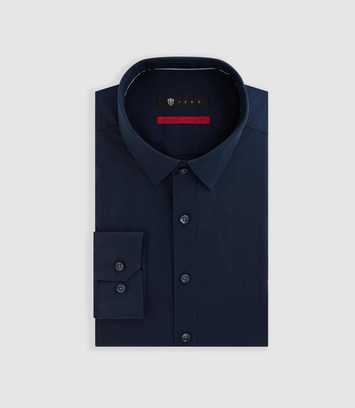 izac Chemise en popeline stretch marine "Malte"