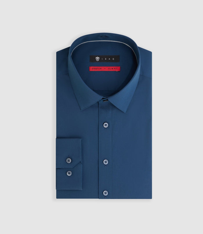 izac Chemise en popeline stretch marine "Malte"