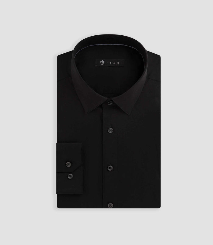 izac Chemise en popeline stretch noir MALTE