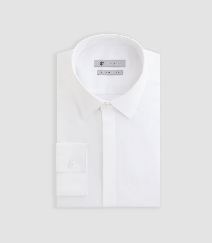izac Chemise en satin de coton blanc "Satincache"