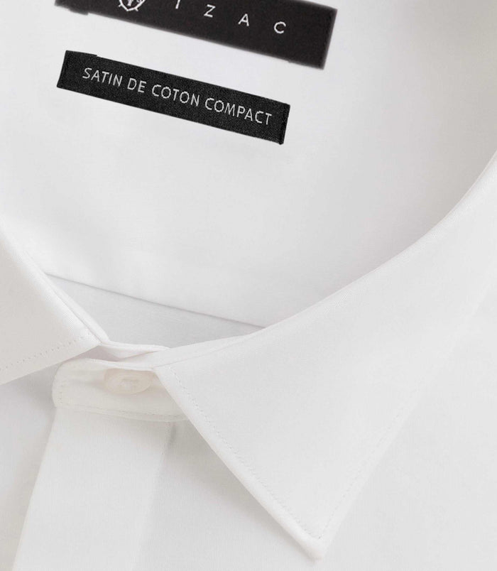 Izac Chemise En Satin De Coton Blanc SATINCACHE