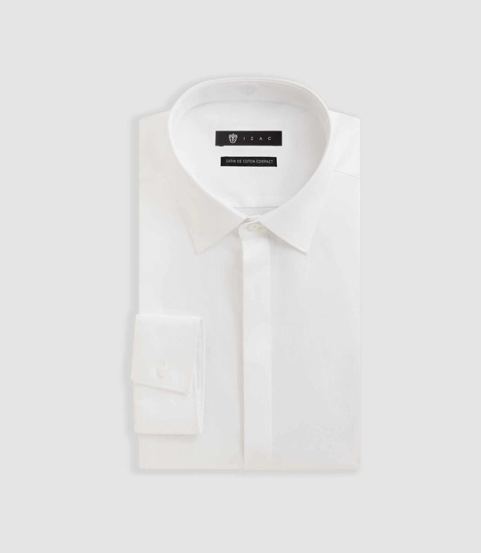Izac Chemise En Satin De Coton Blanc SATINCACHE