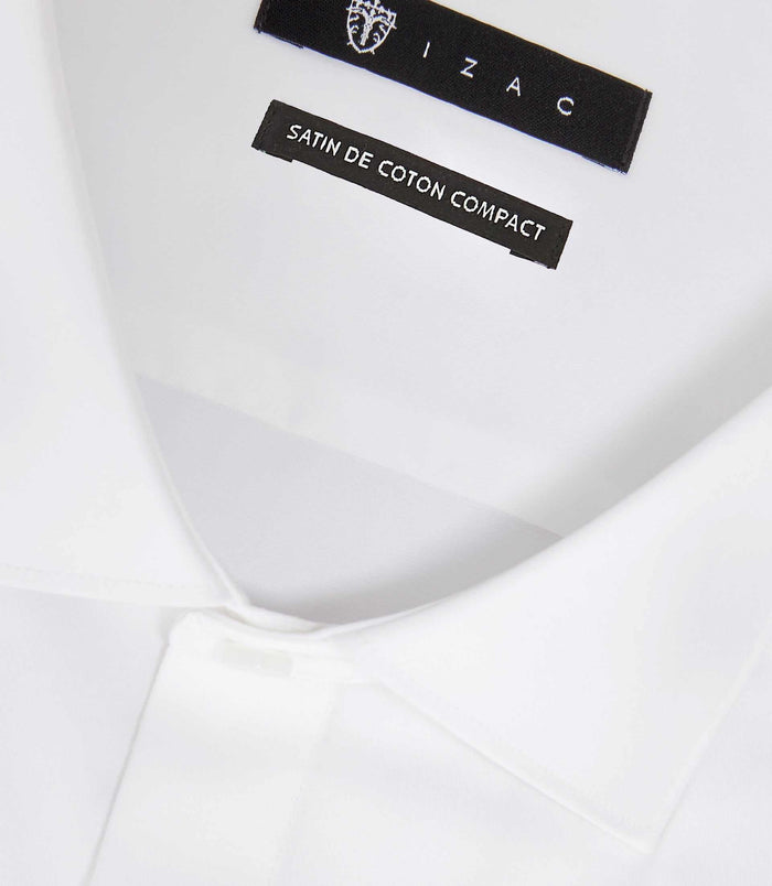 Izac Chemise En Satin De Coton Blanche "Satincache"