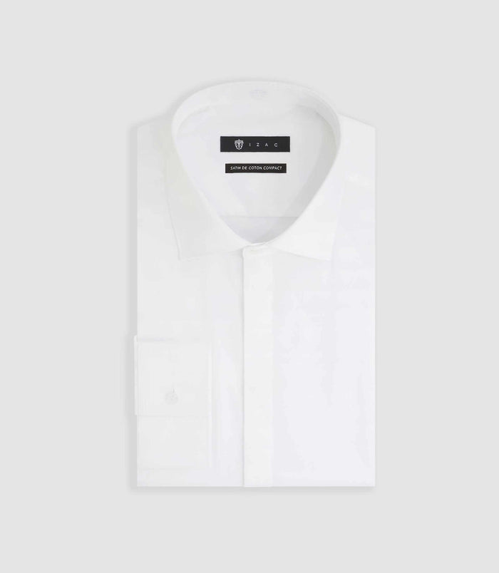 Izac Chemise En Satin De Coton Blanche "Satincache"