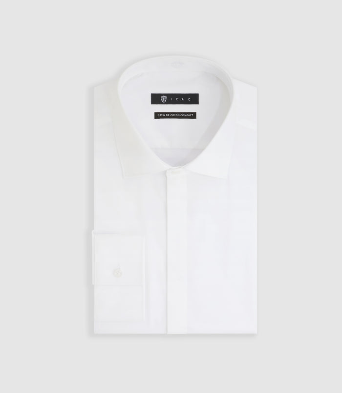 izac Chemise en satin de coton blanche "Satincache"