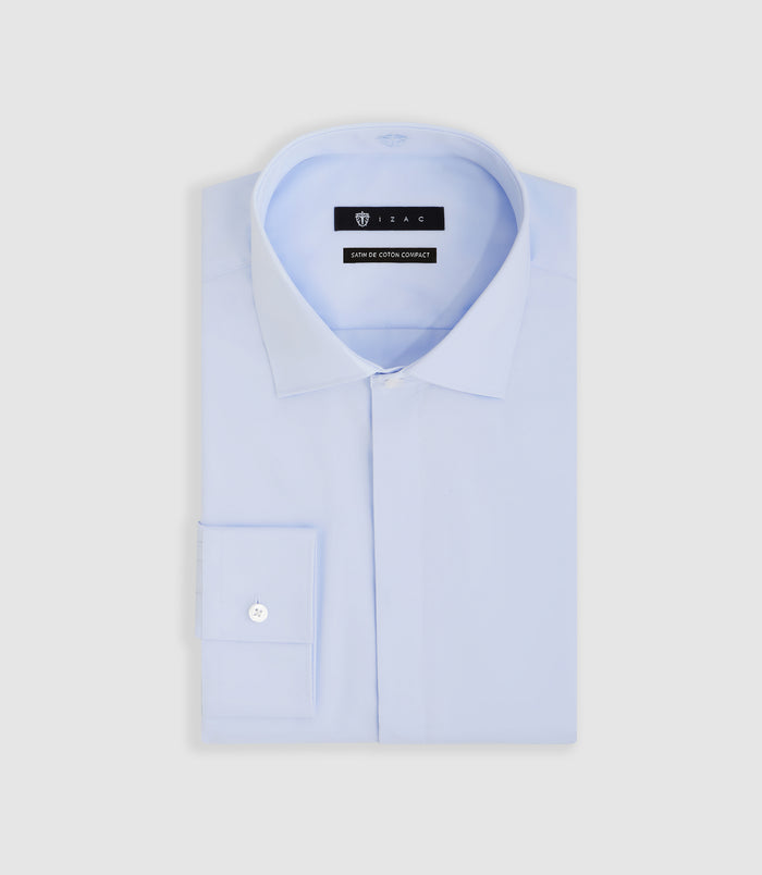 izac Chemise en satin de coton ciel "Satincache"