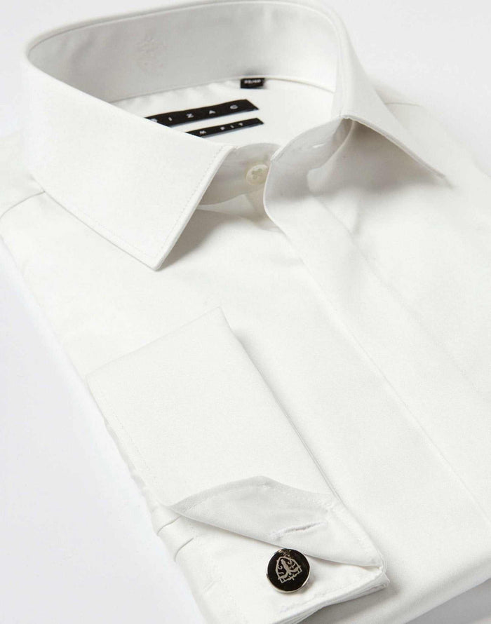 Izac Chemise En Satin De Coton Ecru "satinmixteslim"