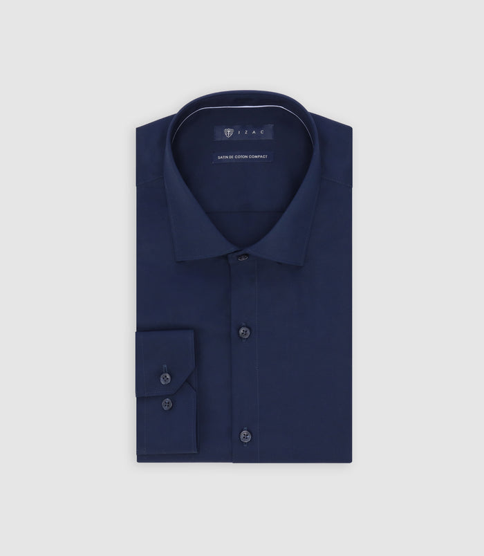 izac Chemise en satin de coton marine