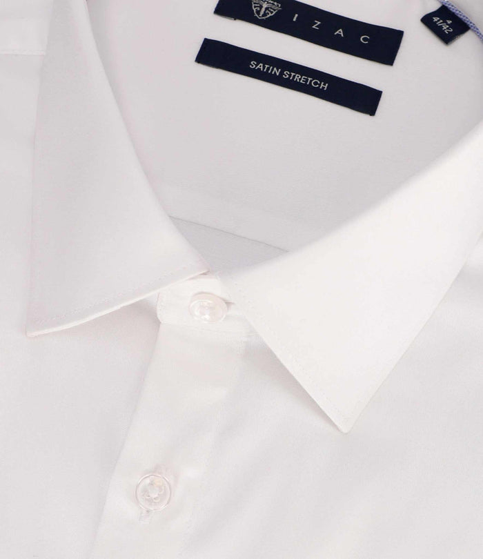 Izac Chemise En Satin Stretch BLANC