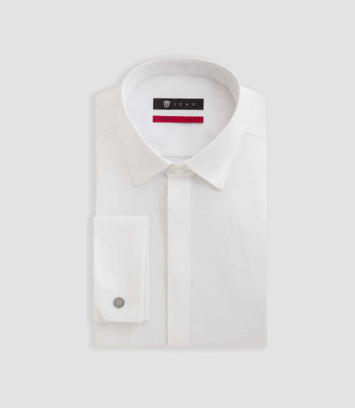 Izac Chemise En Satin Stretch Blanc SASTRETCHMIXTE