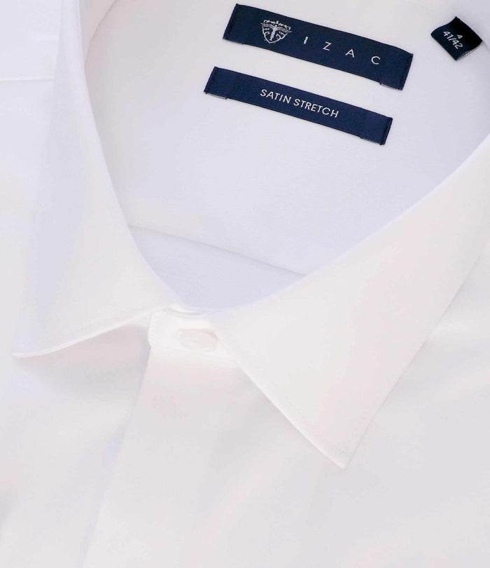 Izac Chemise En Satin Stretch Blanc STRETCHMS