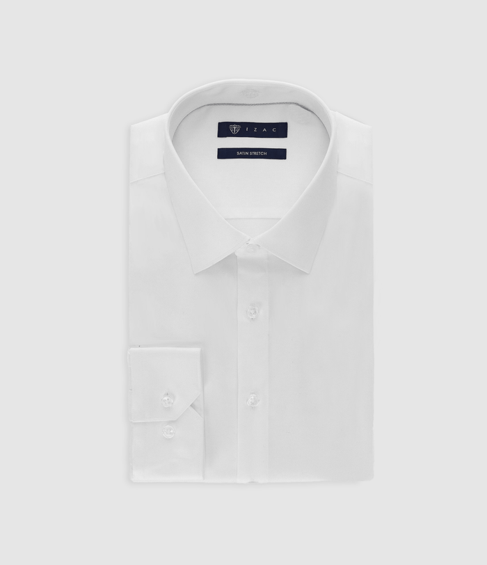 izac Chemise en satin stretch BLANC