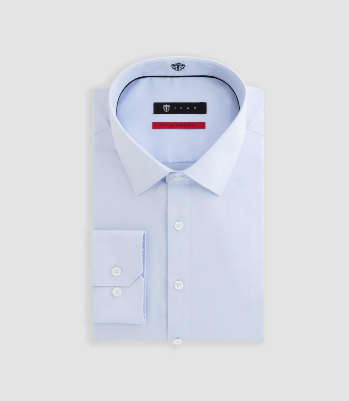 izac Chemise en satin stretch ciel "Sastretch"