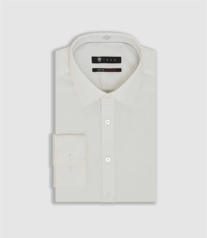 izac Chemise en satin stretch écru "Sastretchbasic"