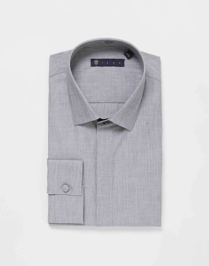 Izac Chemise Fil A Fil Gris Clair