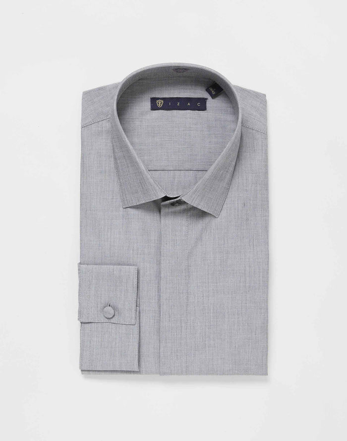 izac Chemise fil a fil gris clair