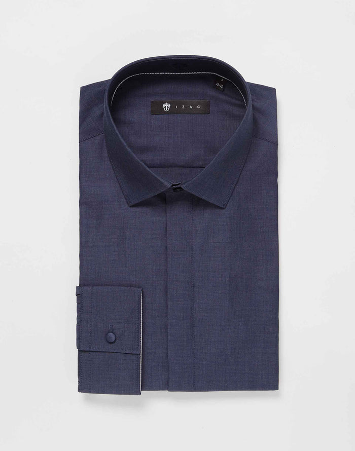 izac Chemise fil à fil marine