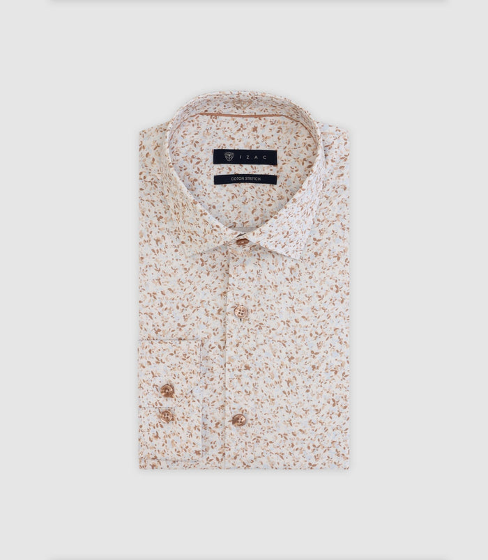 izac Chemise fleurie beige