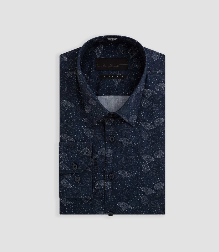 izac Chemise imprimé géométrique marine "Baptiste"