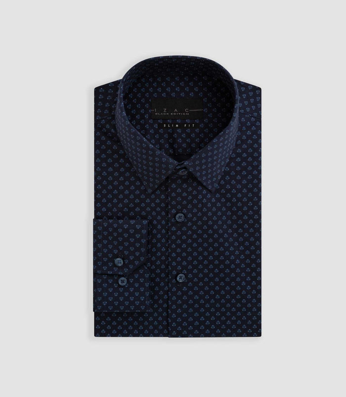 Izac Chemise Imprimé Géométrique Marine "Bruno"