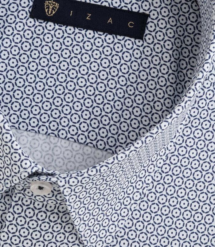 Izac Chemise Imprime Micro Motif Blanc "Bart"