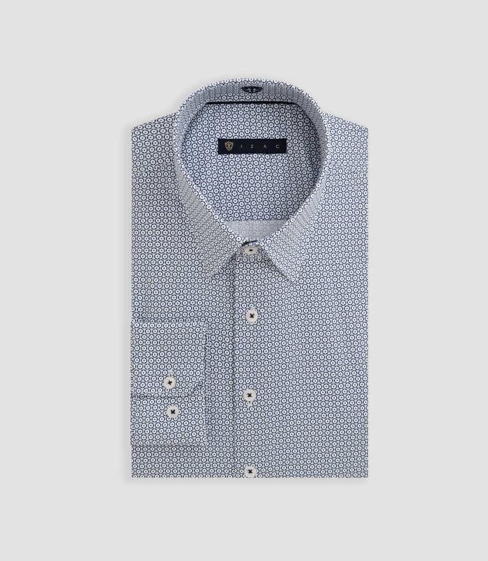 izac Chemise imprime micro motif blanc "Bart"
