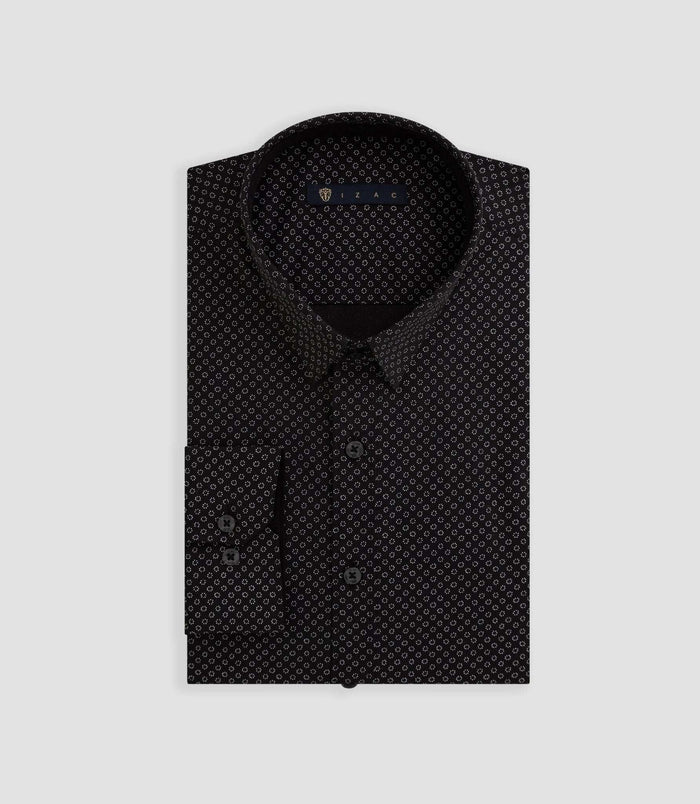 Izac Chemise Imprimé Micro Motif Noir "Becci"