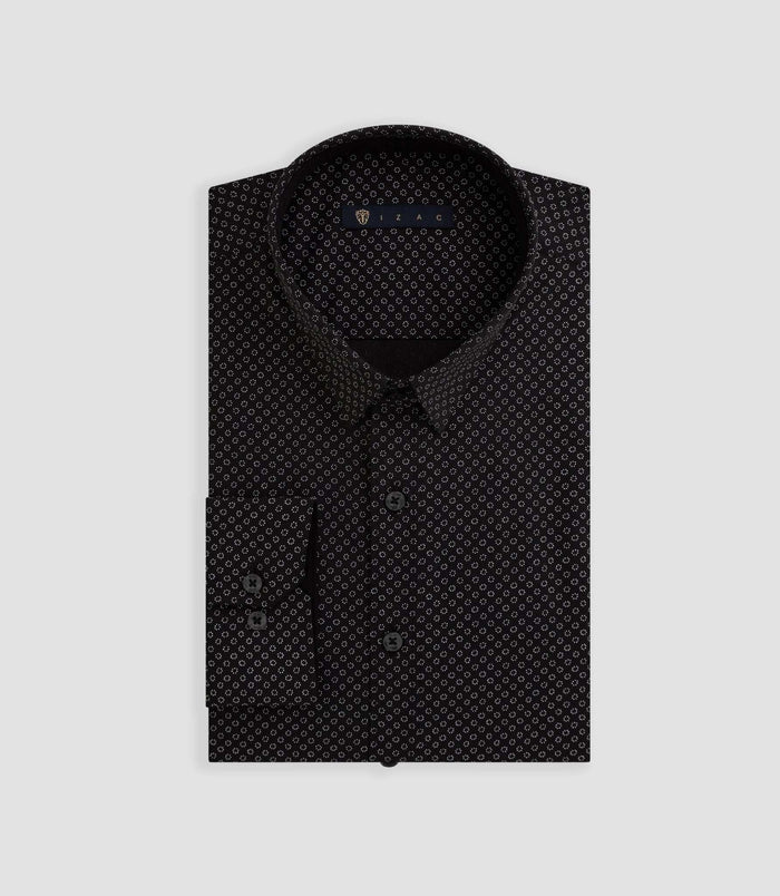 izac Chemise imprimé micro motif noir "Becci"