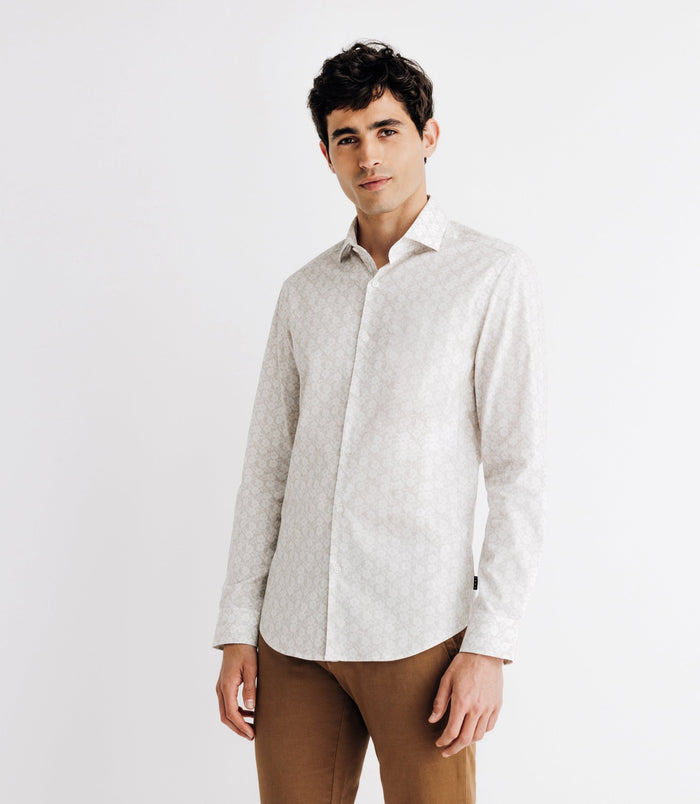 Izac Chemise Imprimée à Fleurs Beige