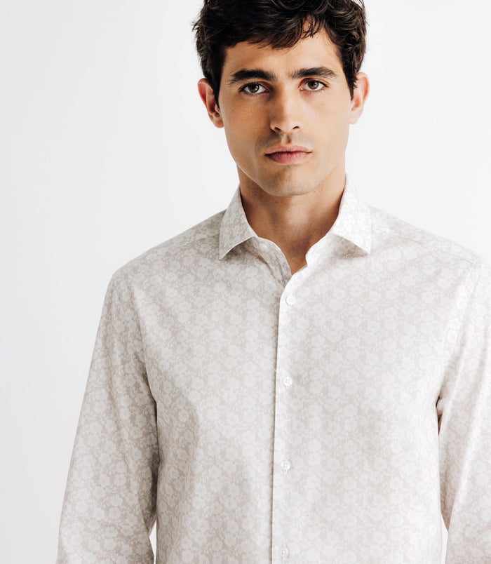 Izac Chemise Imprimée à Fleurs Beige