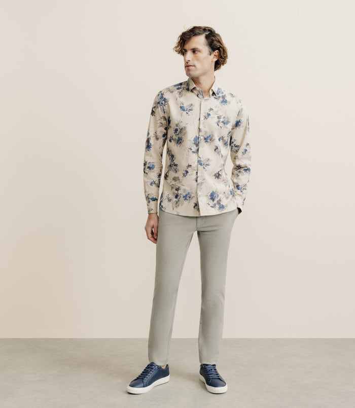 Izac Chemise Imprimée à Fleurs Beige