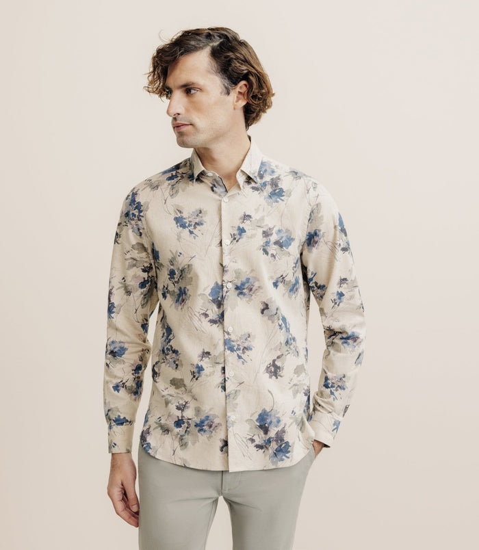 izac Chemise imprimée à fleurs beige