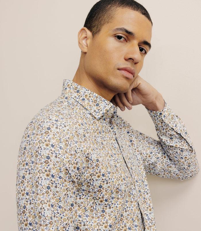Izac Chemise Imprimée à Fleurs Camel