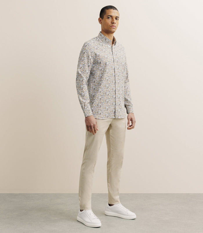 Izac Chemise Imprimée à Fleurs Camel