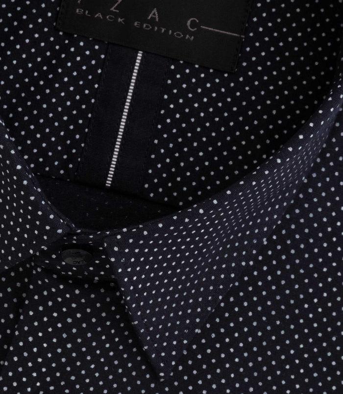 Izac Chemise Imprimée à Pois Marine "Baki"