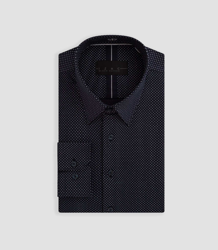 izac Chemise imprimée à pois marine "Baki"