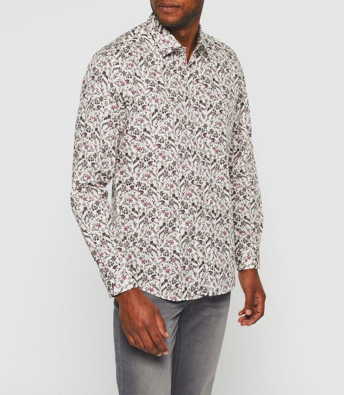 Izac Chemise Imprimée Beige Et Kaki "Kayon"