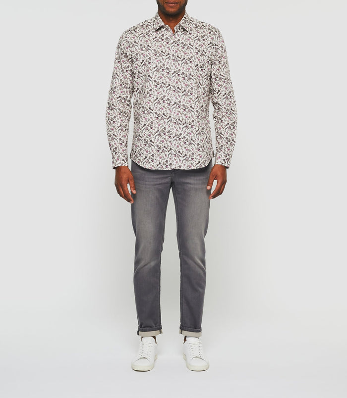 izac Chemise imprimée beige et kaki "Kayon"