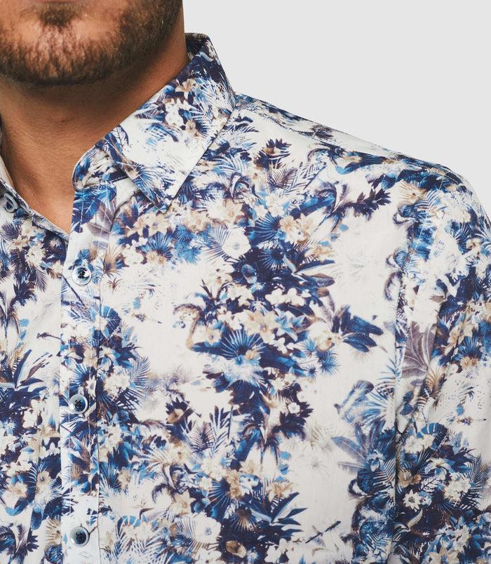 Izac Chemise Imprimée Blanche Et Marine "Koala"