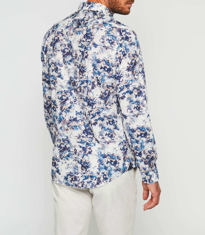 Izac Chemise Imprimée Blanche Et Marine "Koala"