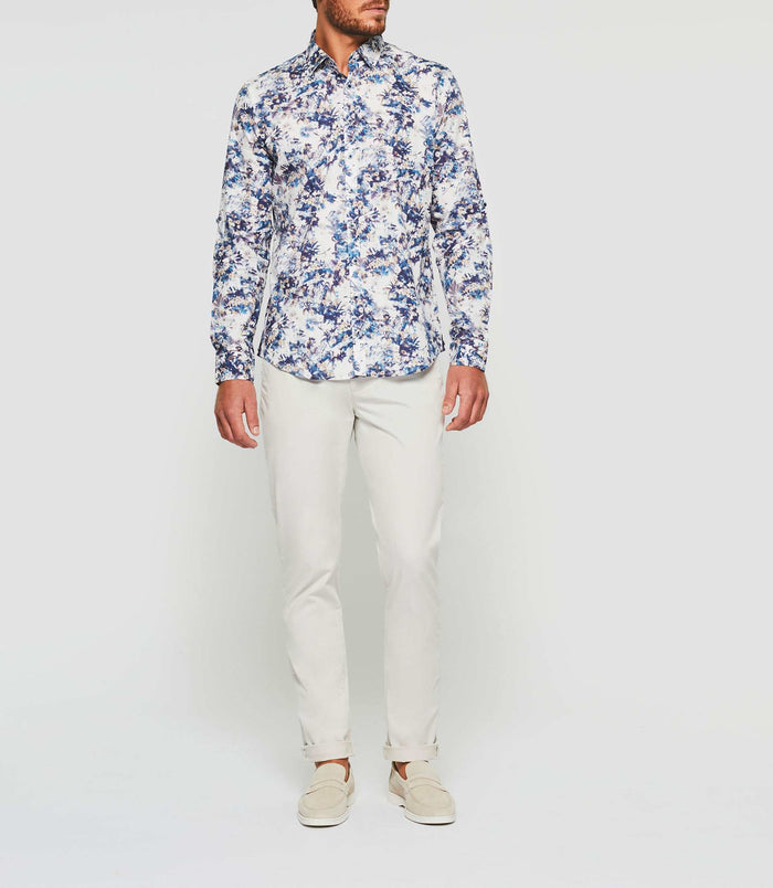 izac Chemise imprimée blanche et marine "Koala"