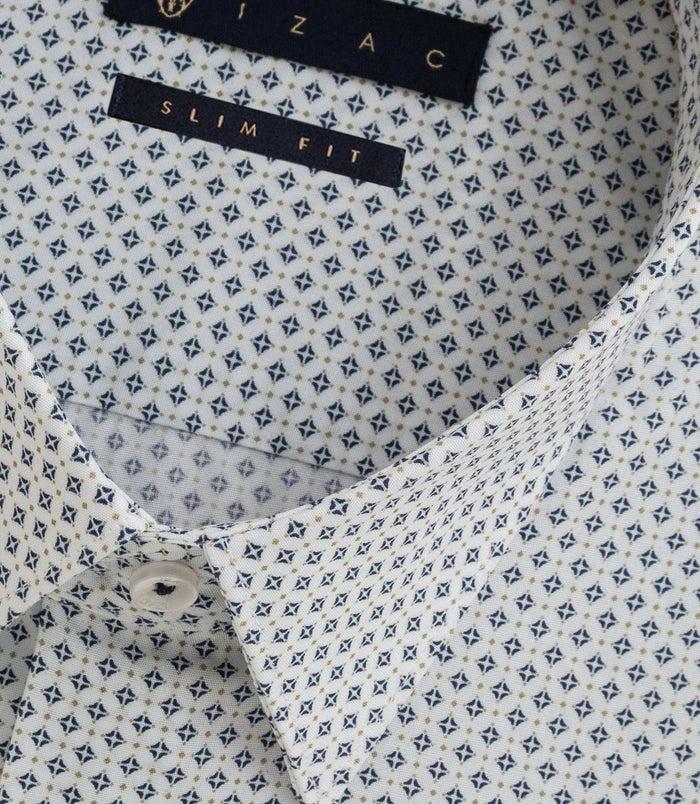 Izac Chemise Imprimée Blanche-marine "Barthelemy"