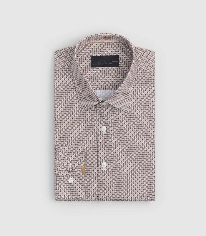 izac Chemise imprimée bordeaux "Savane"