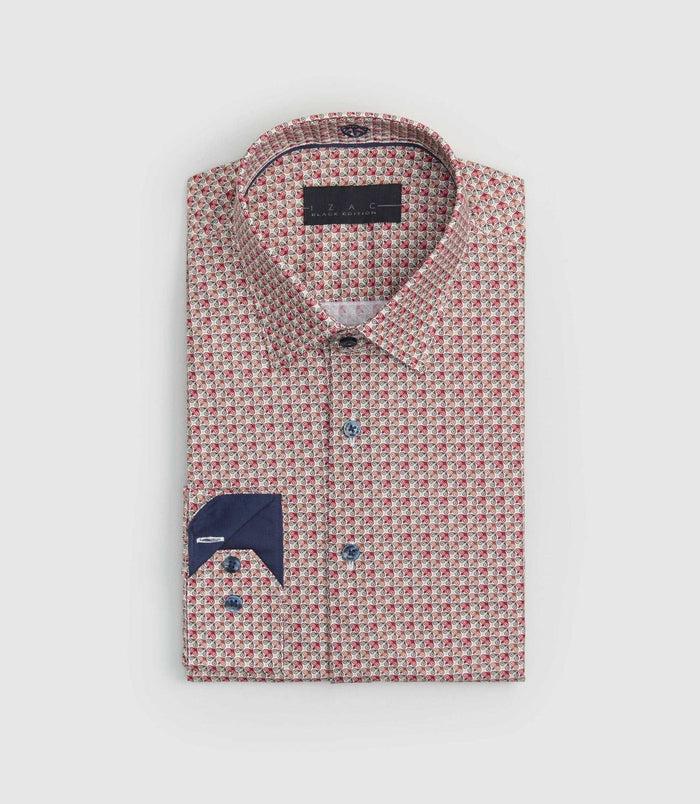 Izac Chemise Imprimée Bordeaux "Sesame"