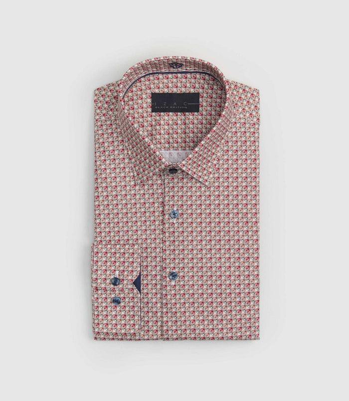 izac Chemise imprimée bordeaux "Sesame"