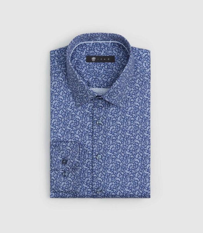 Izac Chemise Imprimée Cachemire Marine "Sancerre"